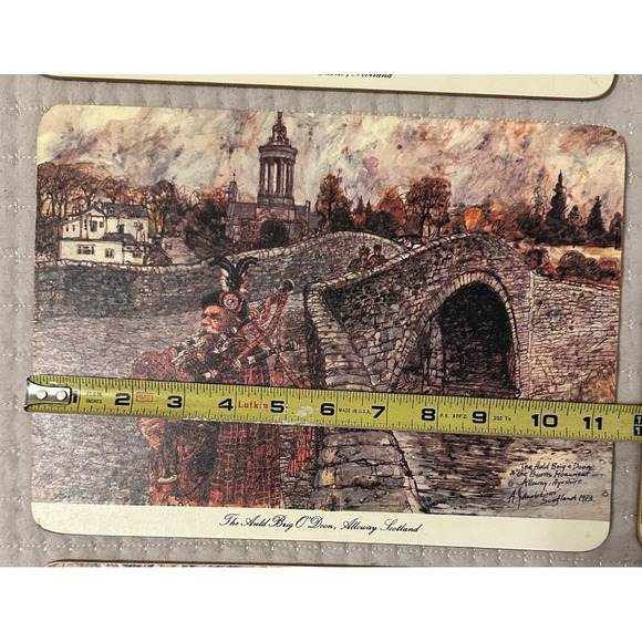 Vintage 6PC Coaster Mats Watercolor Paintings Scottish Castles J Arthur Dixon - Picture 3 of 11